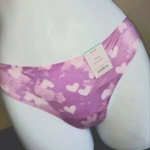 Auden thong panties ladies purple heart nylon spandex new